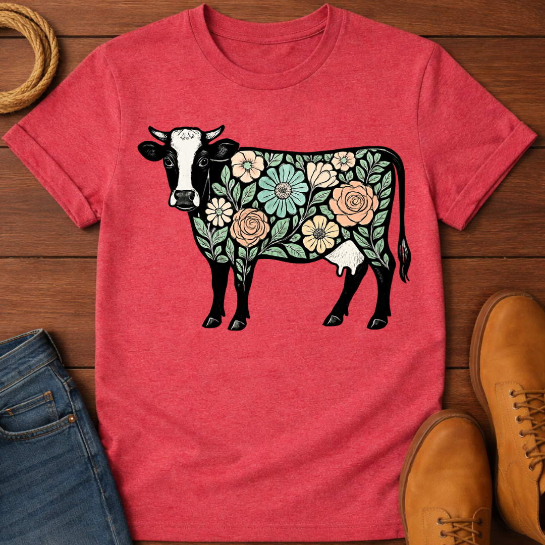 Floral Cow T-Shirt