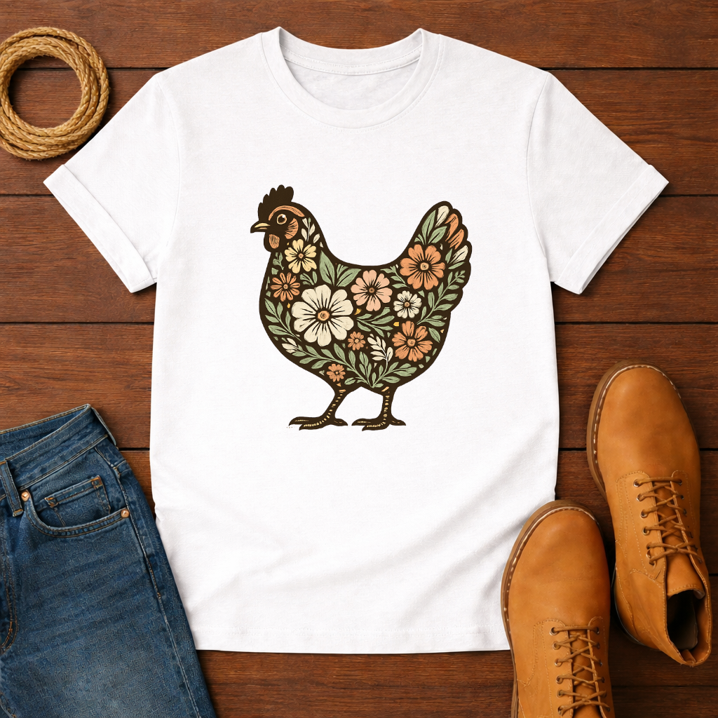 Floral Chicken T-shirt
