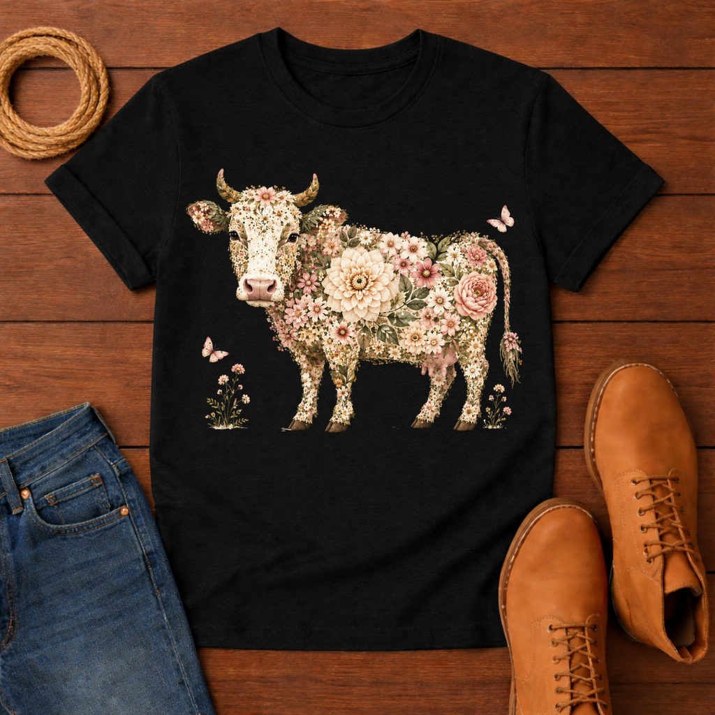 Rose Cow T-Shirt