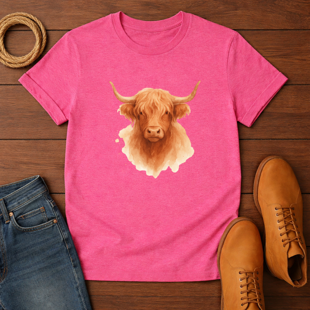 Watercolor Highland Cow T-shirt