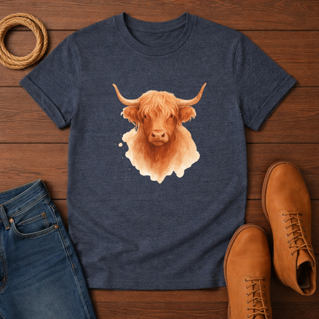 Watercolor Highland Cow T-shirt