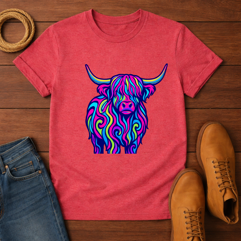 Psychedelic Highland Cow T-shirt