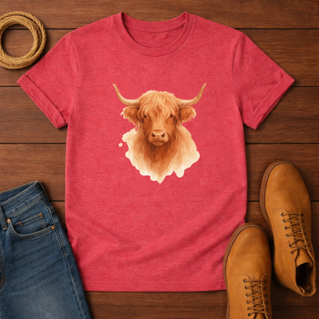 Watercolor Highland Cow T-shirt