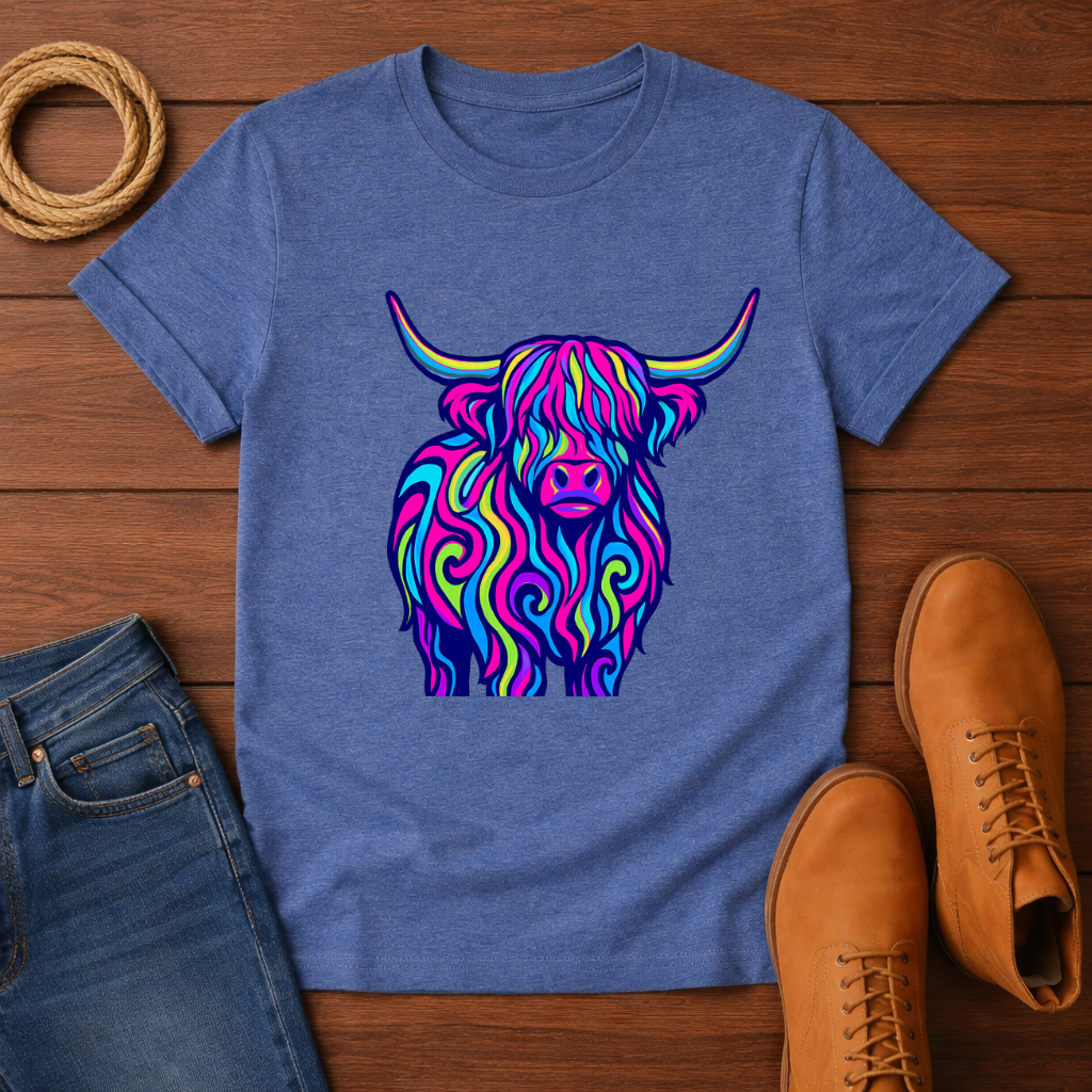 Psychedelic Highland Cow T-shirt