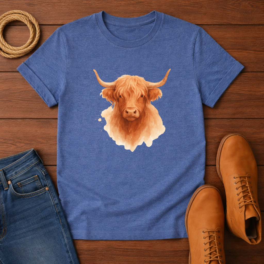 Watercolor Highland Cow T-shirt
