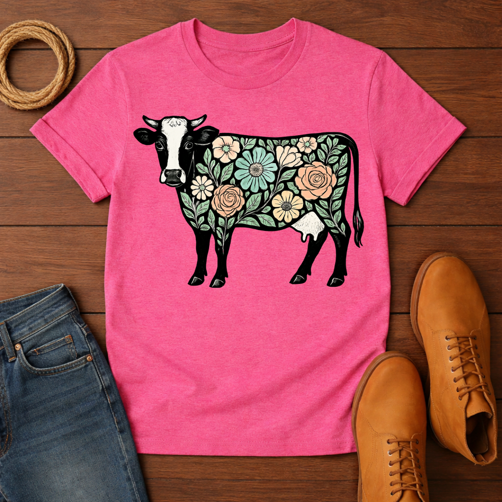 Floral Cow T-Shirt