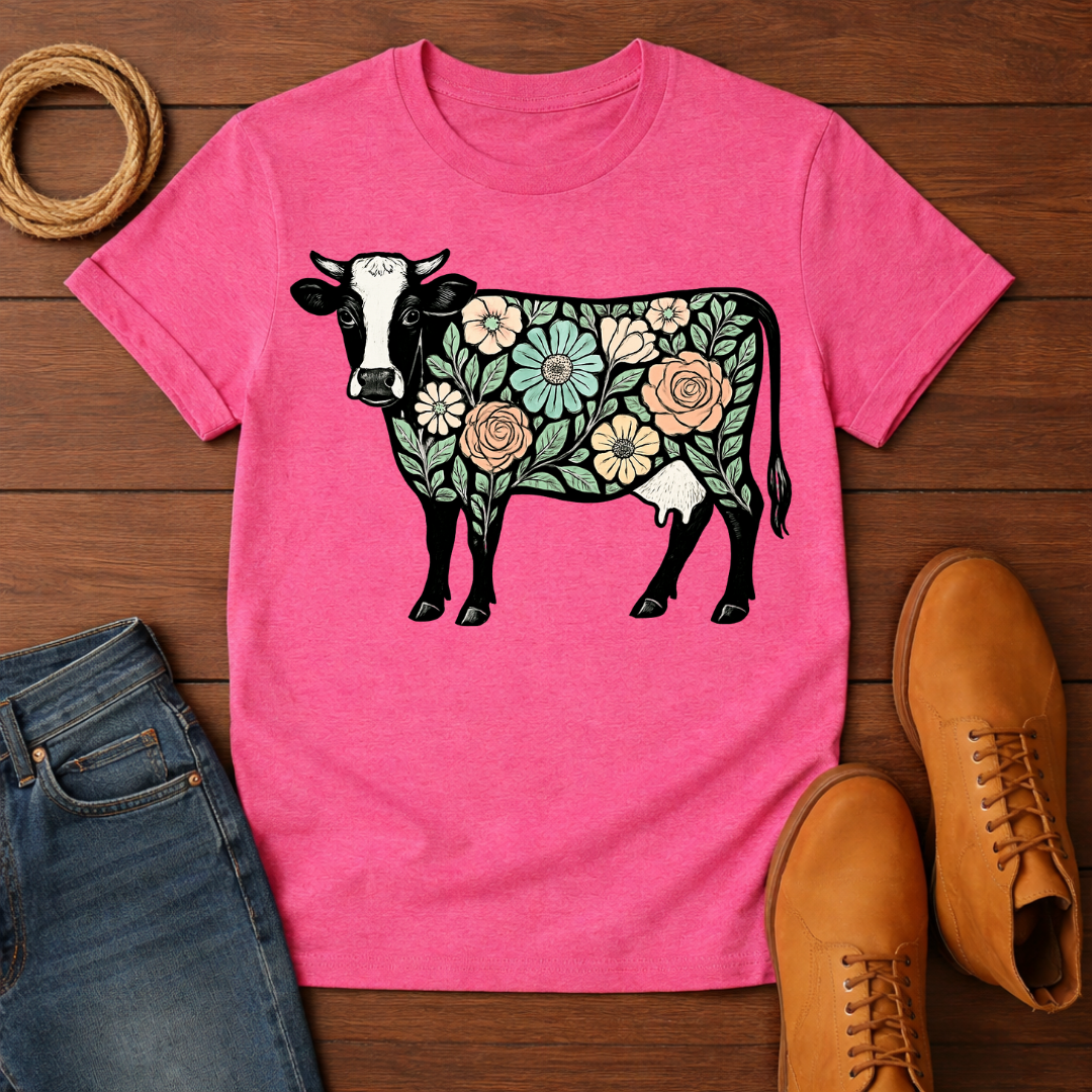 Floral Cow T-Shirt