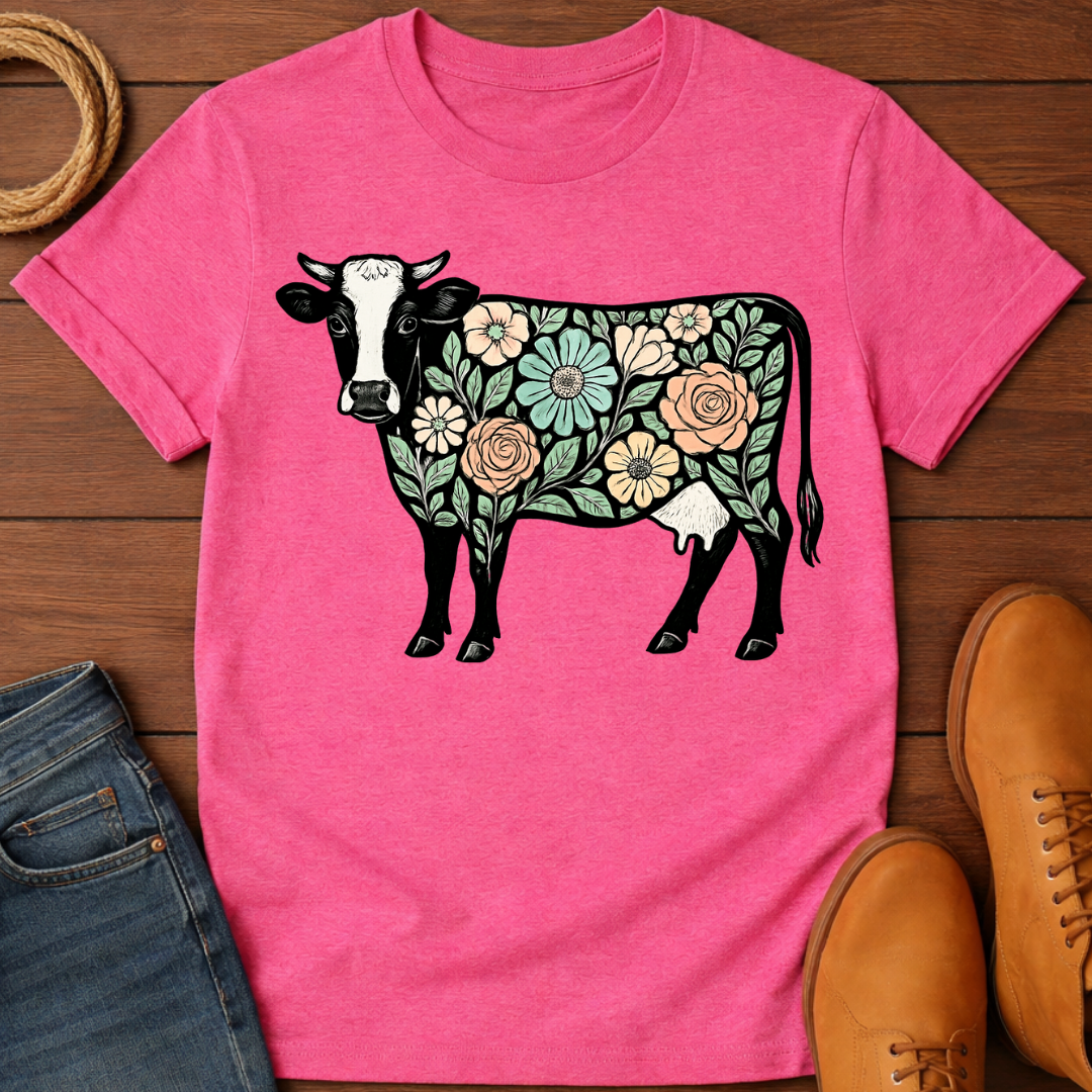 Floral Cow T-Shirt