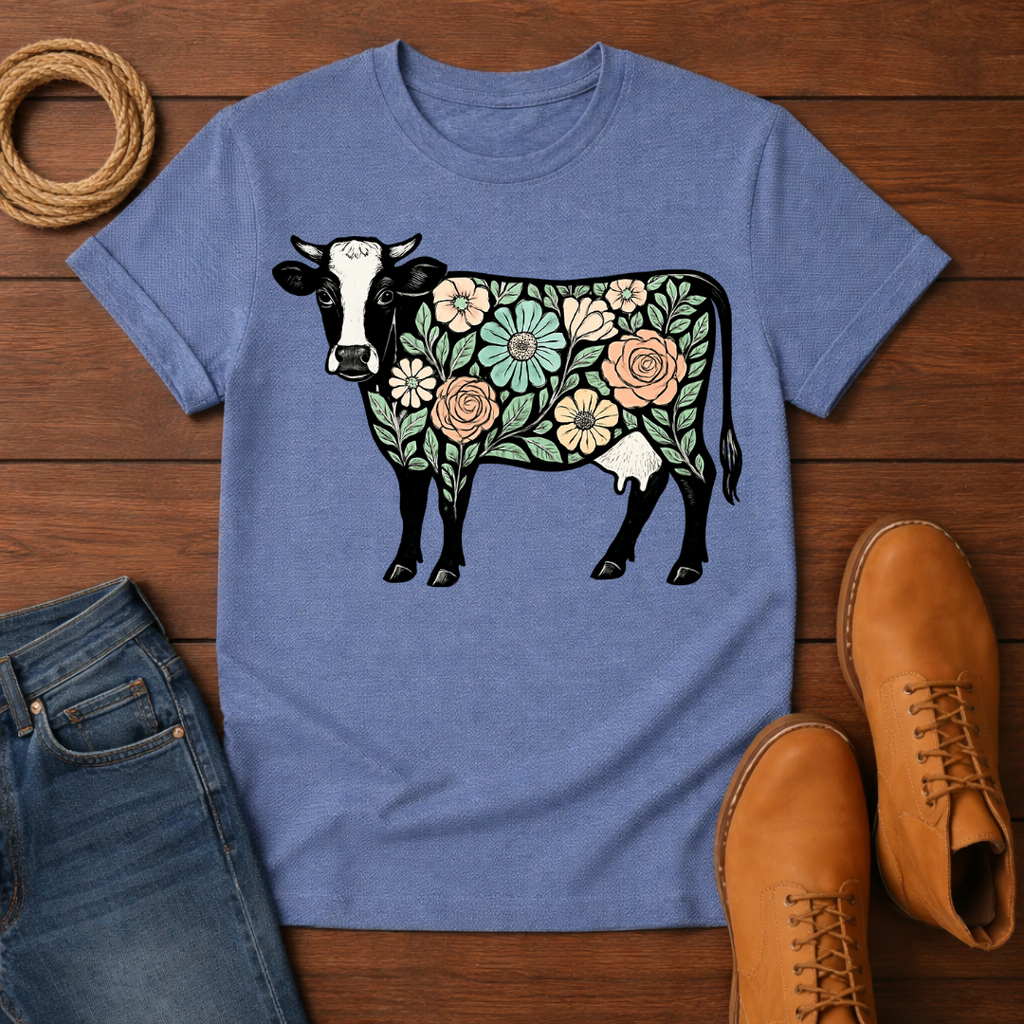 Floral Cow T-Shirt