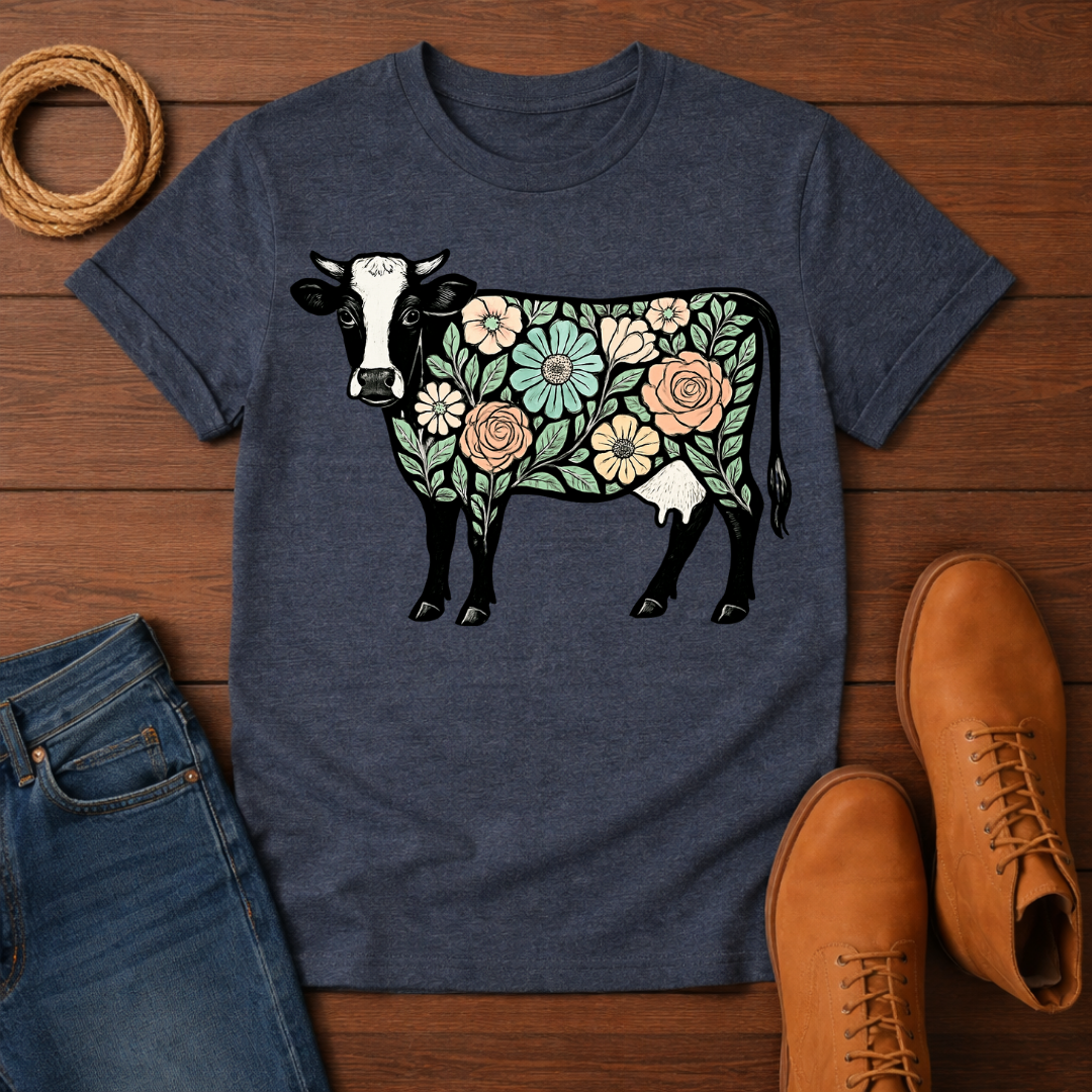 Floral Cow T-Shirt