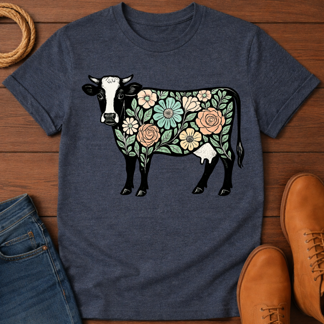 Floral Cow T-Shirt