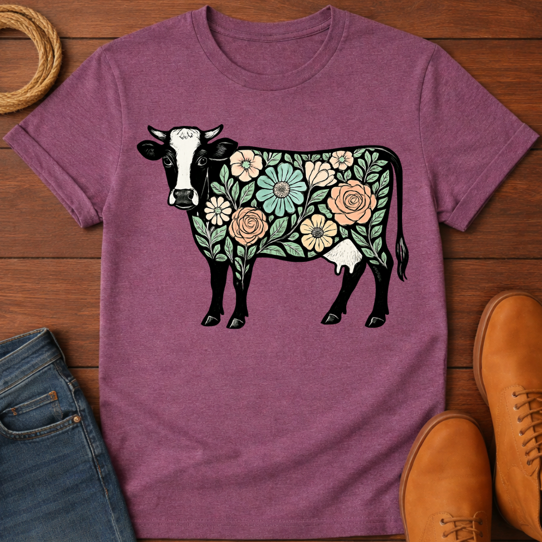 Floral Cow T-Shirt