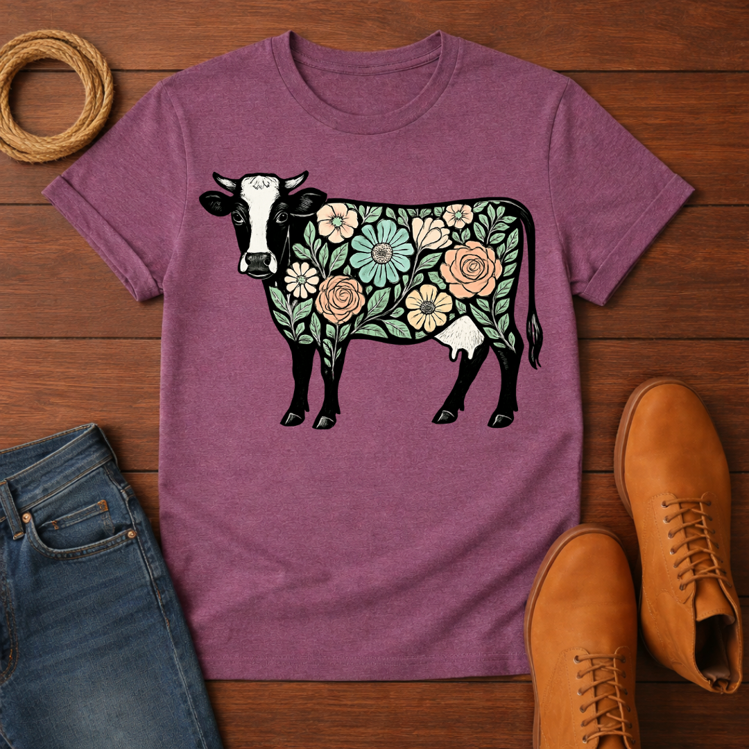Floral Cow T-Shirt