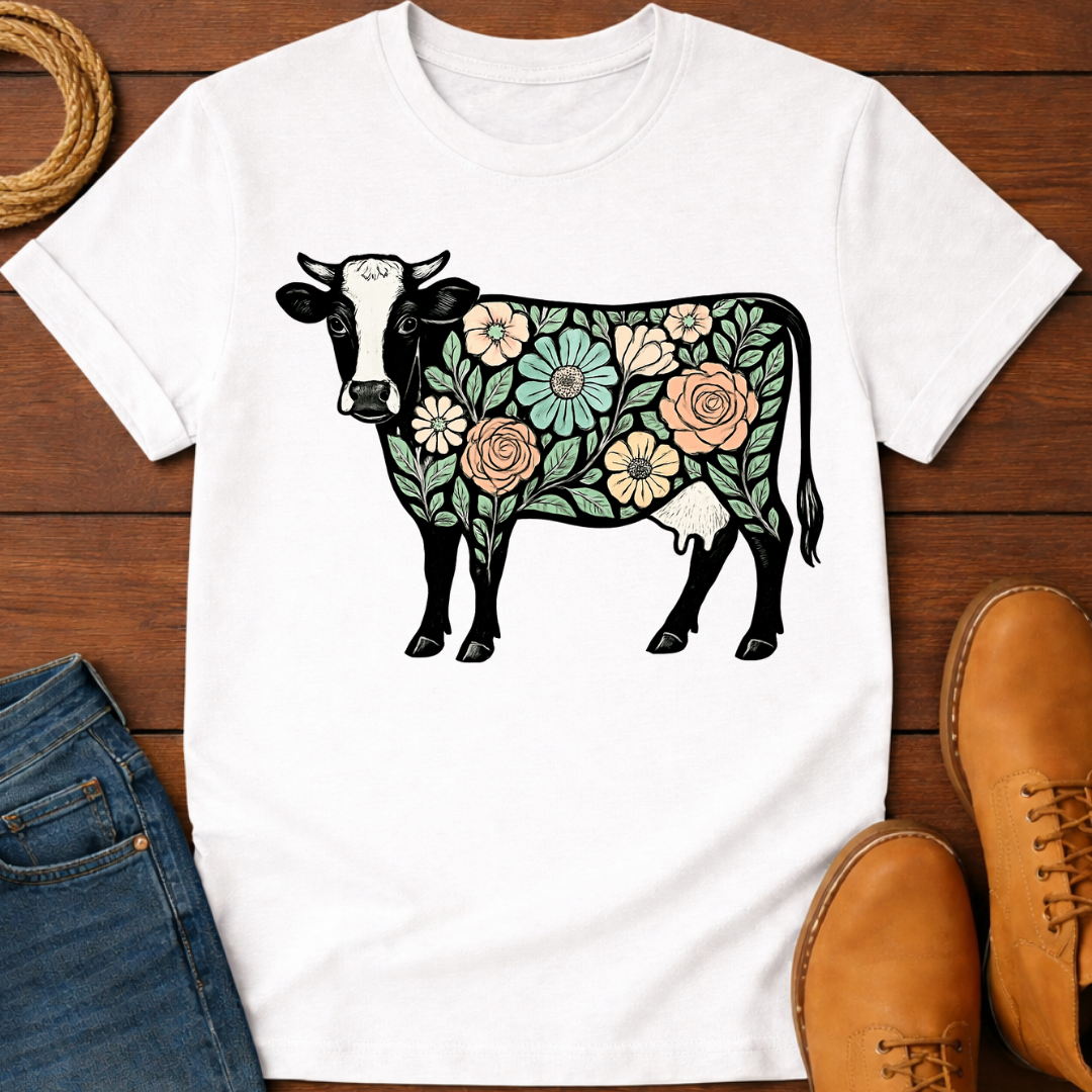 Floral Cow T-Shirt