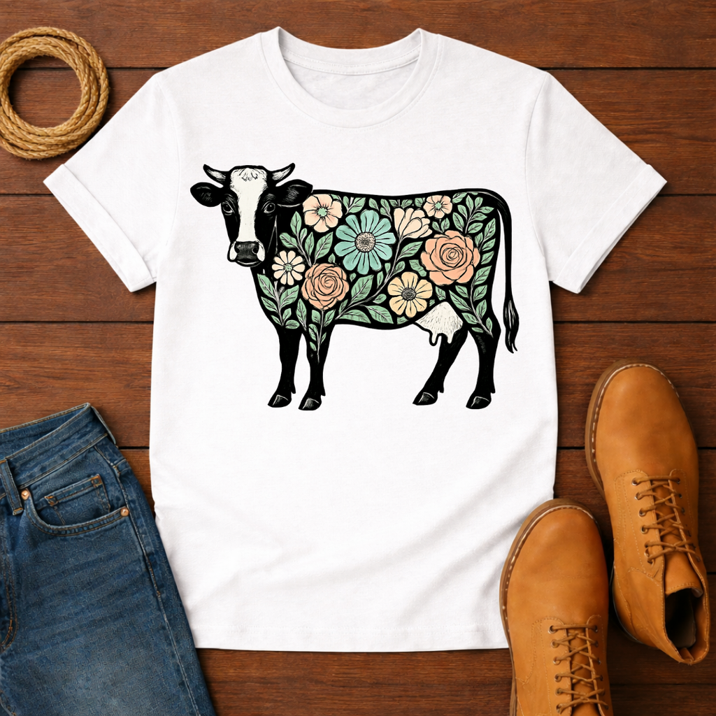 Floral Cow T-Shirt